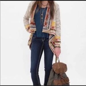 Freeway tie front Aztec print cardigan Medium